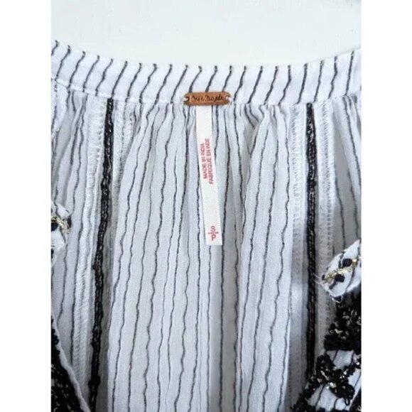 Free People Vagabond Striped Maxi Tunic Top Dress Embroidered Oversized Size S - Picture 5 of 7